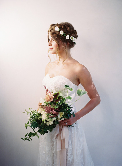 Romantic, blush wedding dress from David's Bridal