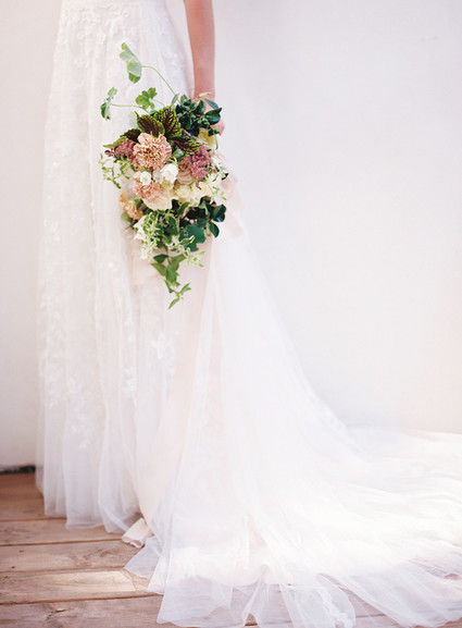 Romantic, blush wedding dress from David's Bridal