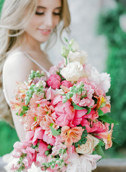 Pink spring bridal bouquet
