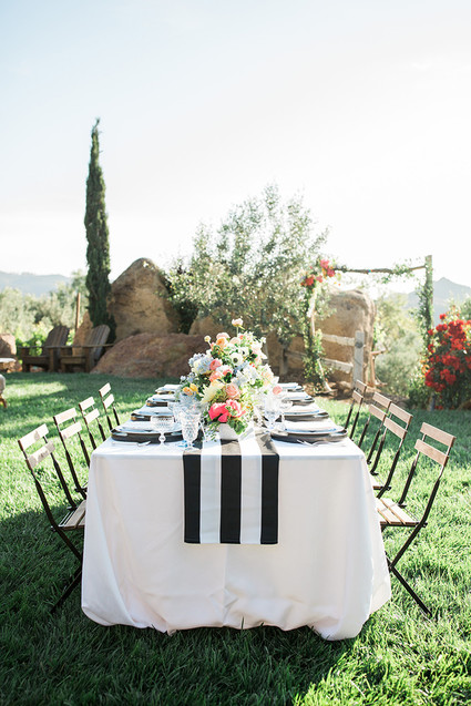 Black and white table runner