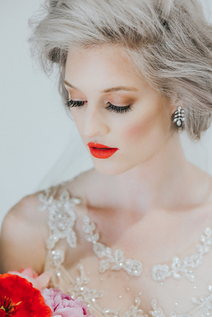 Bright red lips