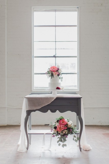 peony cake and bouquet