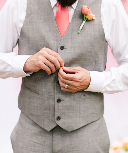 grey groom's suit