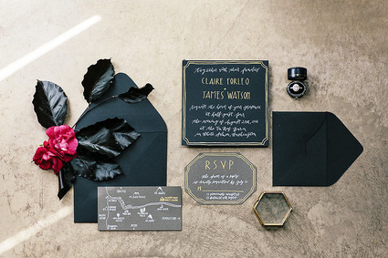 black wedding invitations