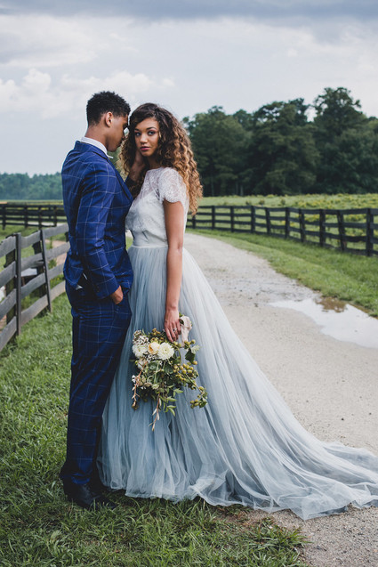 romantic blue wedding dress