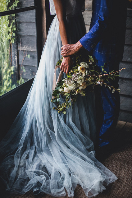 hand dyed blue wedding dress