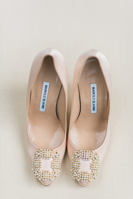 blush manolo blank wedding shoes