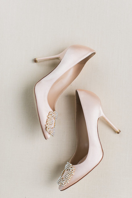 blush manolo blank wedding shoes