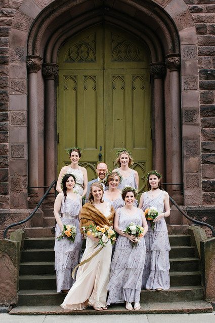 Wintery rustic wedding party portraits