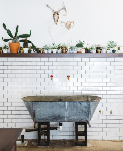 subway tile and vintage tub