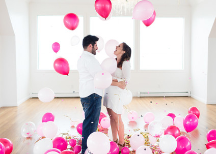 gender reveal balloon drop