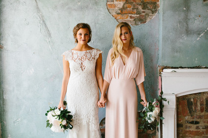 bride and maid of honor