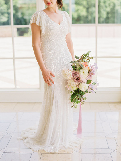 white art deco sequin wedding dress
