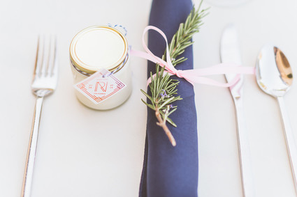 Modern pink and blue tablescape