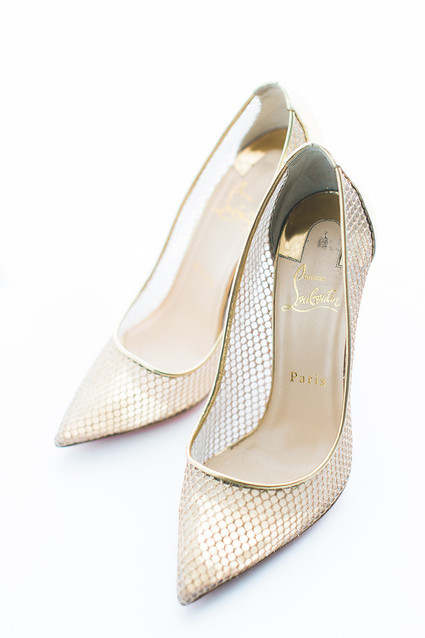 gold christian louboutin wedding shoes