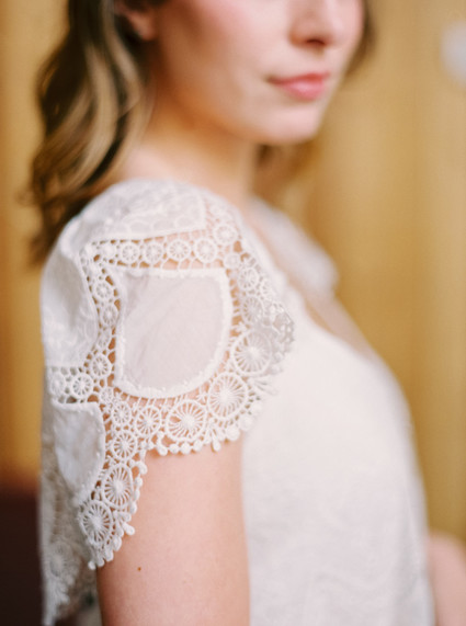 Lace cap sleeve wedding dress