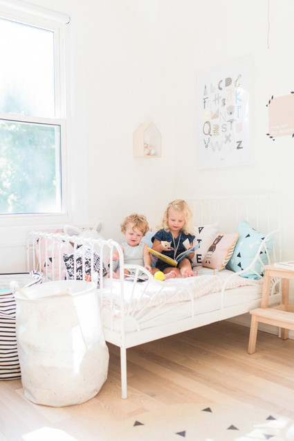 modern pastel shared kids room
