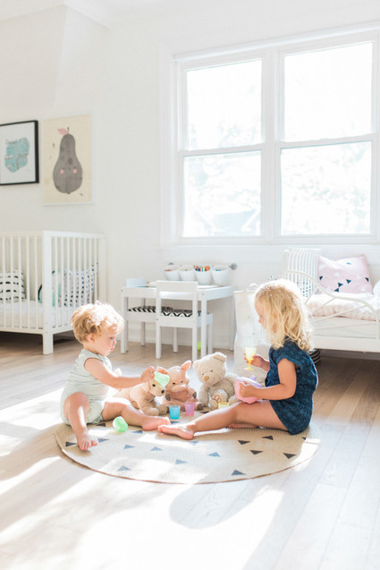 modern pastel shared kids room Inspiration