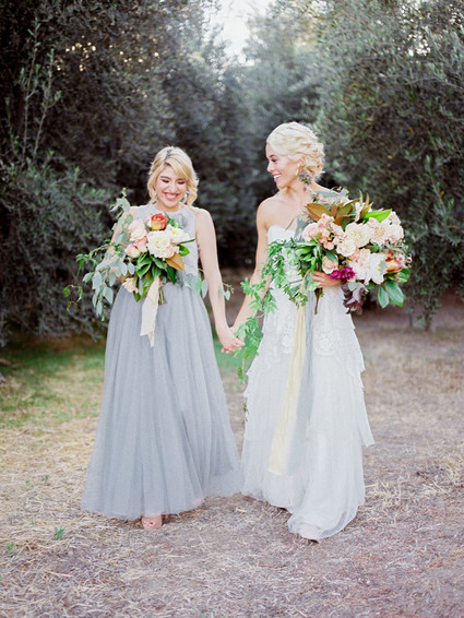 bride and maid of honor