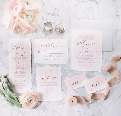 pink watercolor wedding invitations
