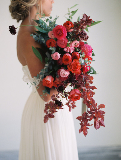 Red and pink bridal bouquet