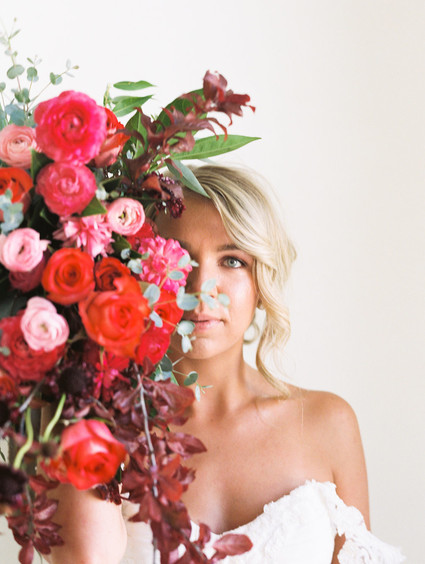 Red and pink bridal bouquet