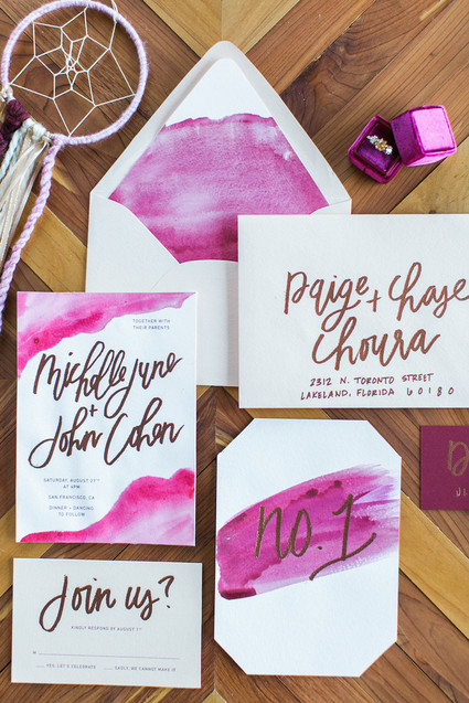 Watercolor wedding invitations