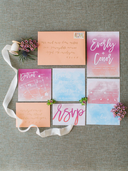 Colorful wedding invitation Inspiration