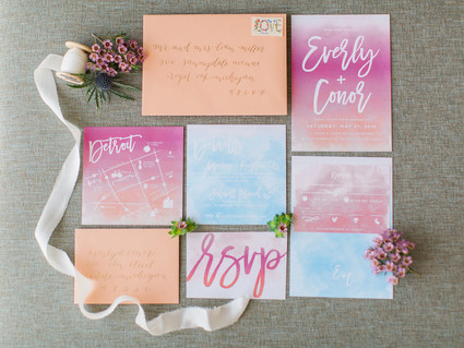 Colorful wedding invitation