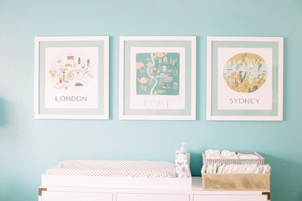 Travel themed girls nursery