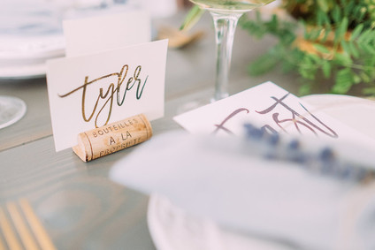 Gold calligraphy place cards