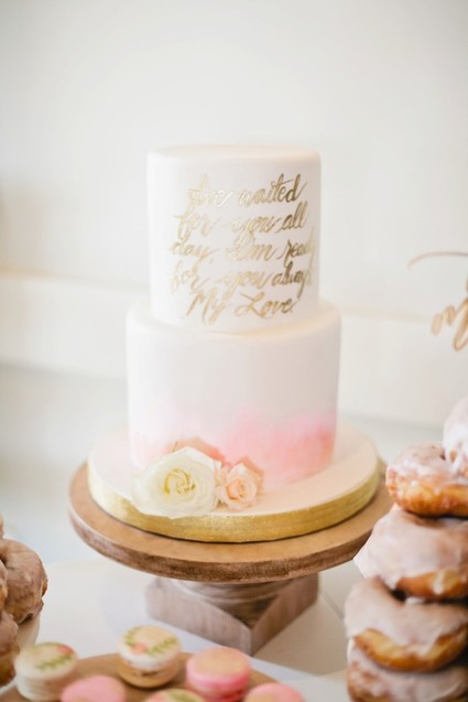 pink and gold baby shower cake