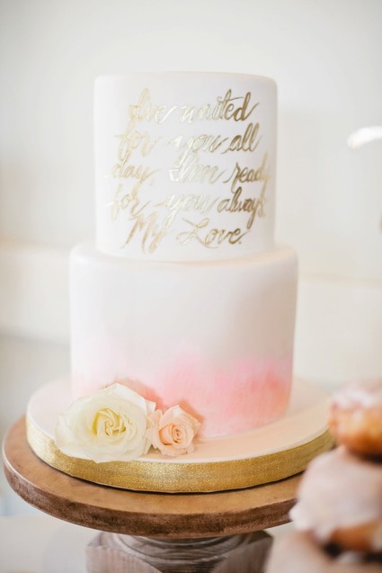 pink and gold baby shower cake