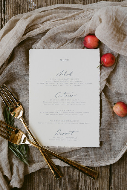 Fall wedding menu