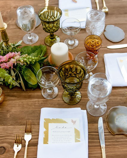 Gold foil wedding menu