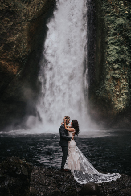 Waterfall wedding portraits