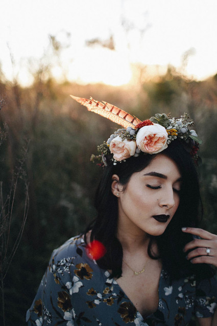 Autumn floral engagement session
