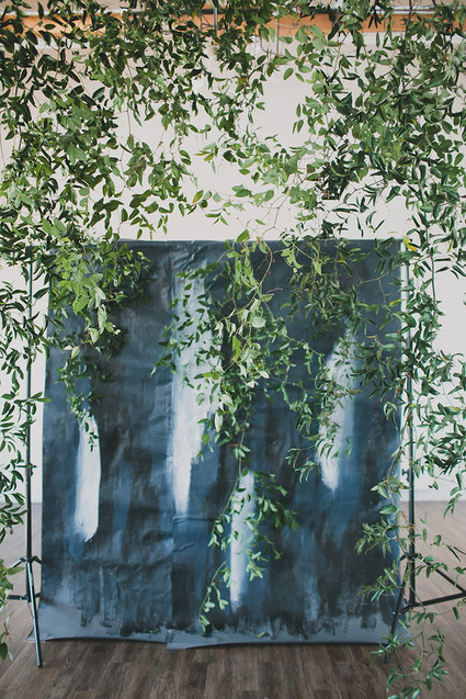 DIY indigo wedding backdrop