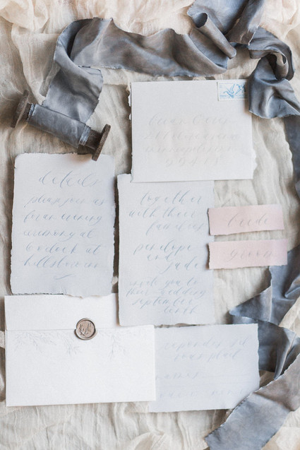 Dusty blue wedding invitation