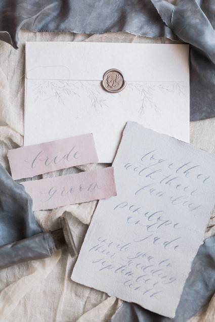 Dusty blue wedding invitation