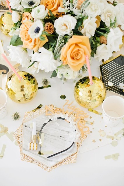 modern gold and white new years eve party Inspiration