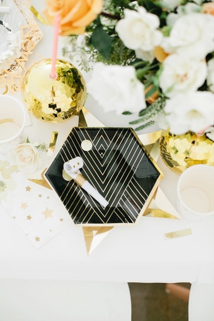 modern gold and white new years eve party