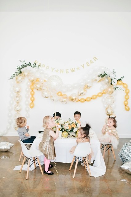 modern gold and white kids new years eve party