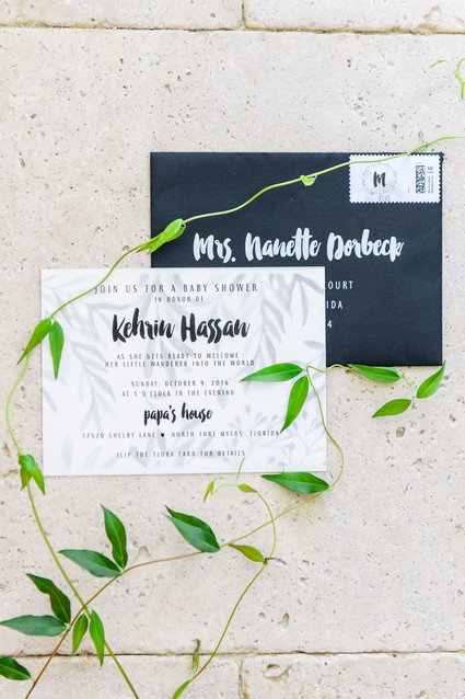 black and white baby shower invites