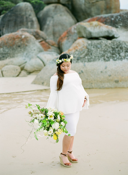 Floral coastal maternity photos