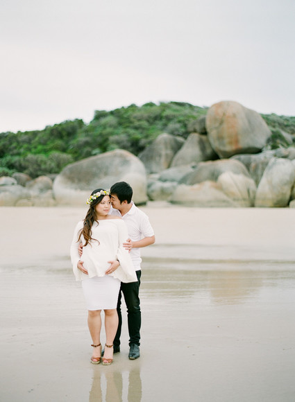 Floral coastal maternity photos