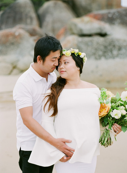Floral coastal maternity photos