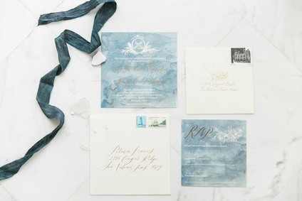 Indigo wedding invitation suite