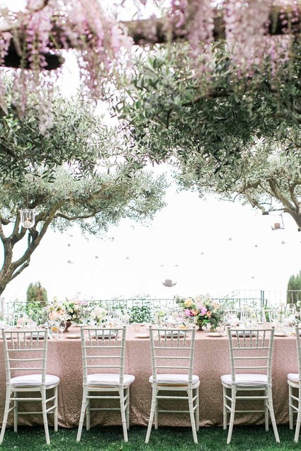 Garden wedding reception table