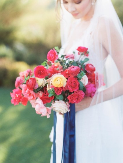 Red + navy bridal bouquet